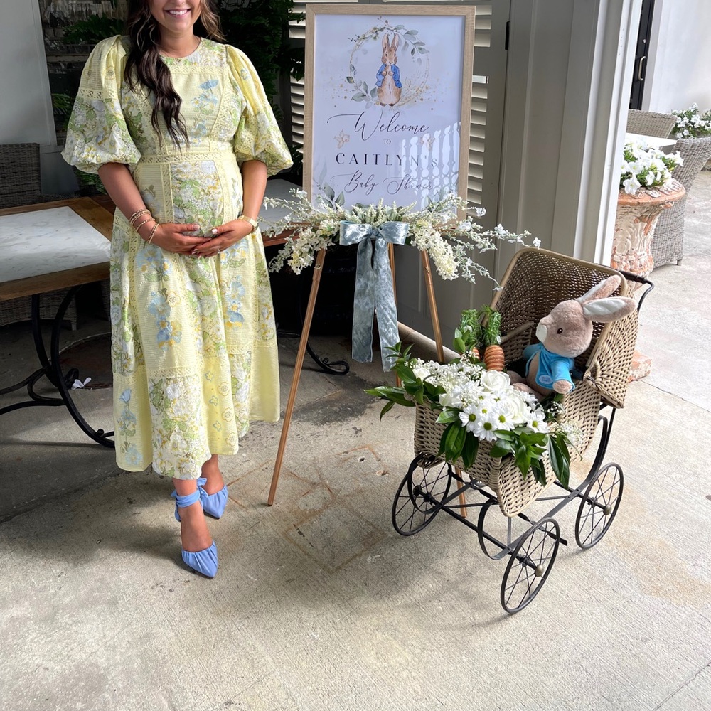 ASOS midi dress, worn once for baby shower; has been in my closet since.